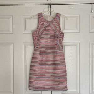 Hutch for Anthropology Chic Sleeveless Striped Stitches Mini  Dress in Pink Gray